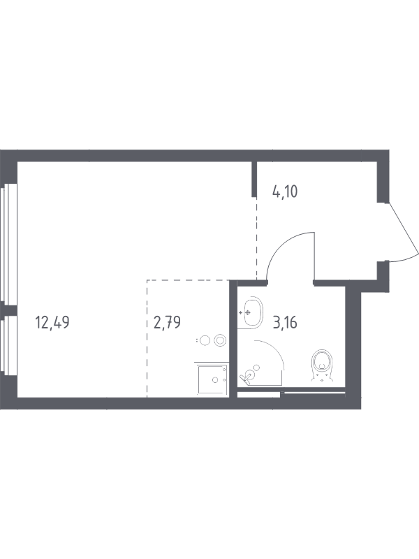 Студия 22,5 м²
