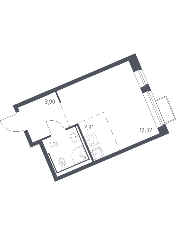 Студия 22,3 м²
