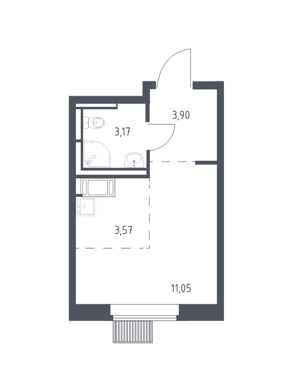 Студия 21,7 м²