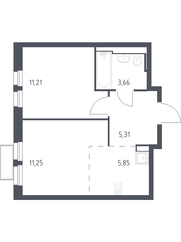 2 ккв (Евро) 37,5 м²