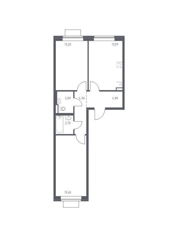 2 ккв 57,5 м²