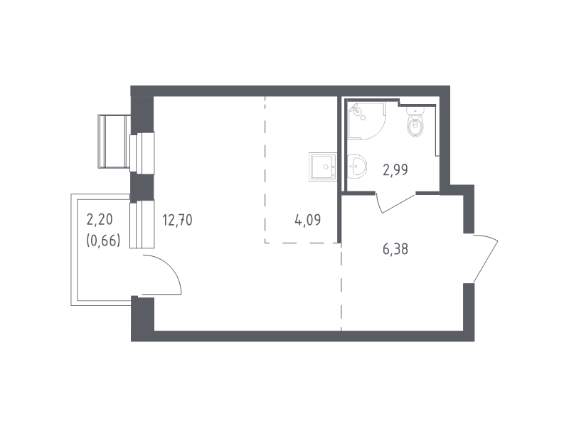 Студия 26,8 м²