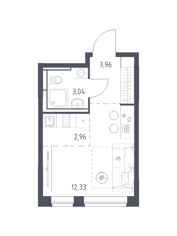 Студия 22,3 м²