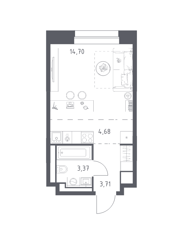 Студия 26,5 м²