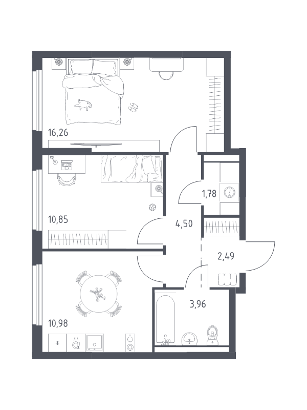 2 ккв 50,8 м²