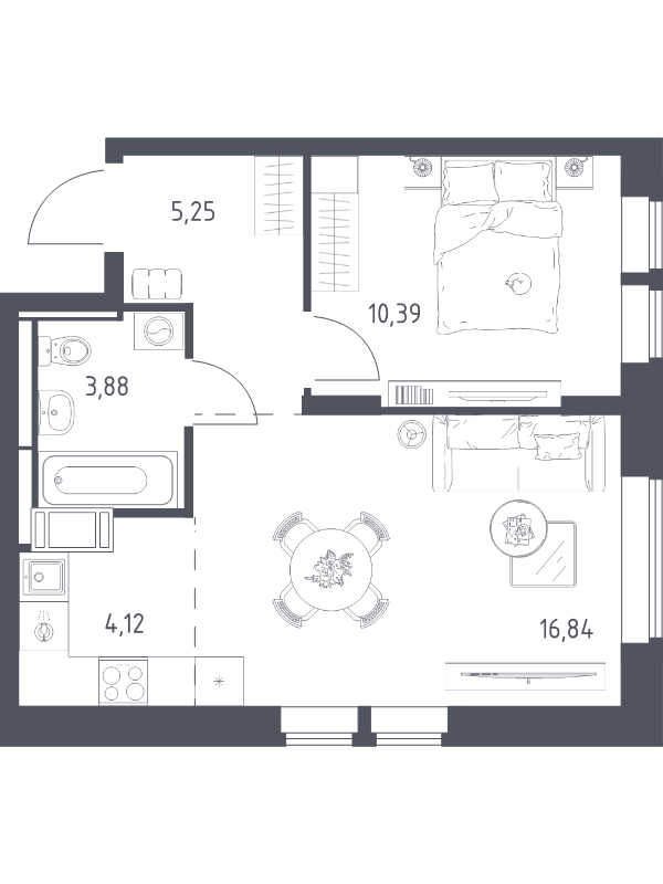 2 ккв (Евро) 40,5 м²