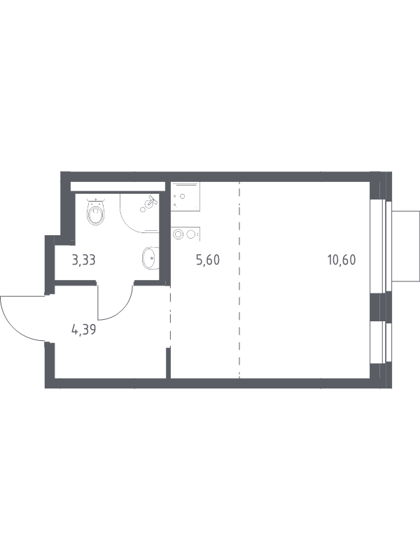 Студия 23,9 м²