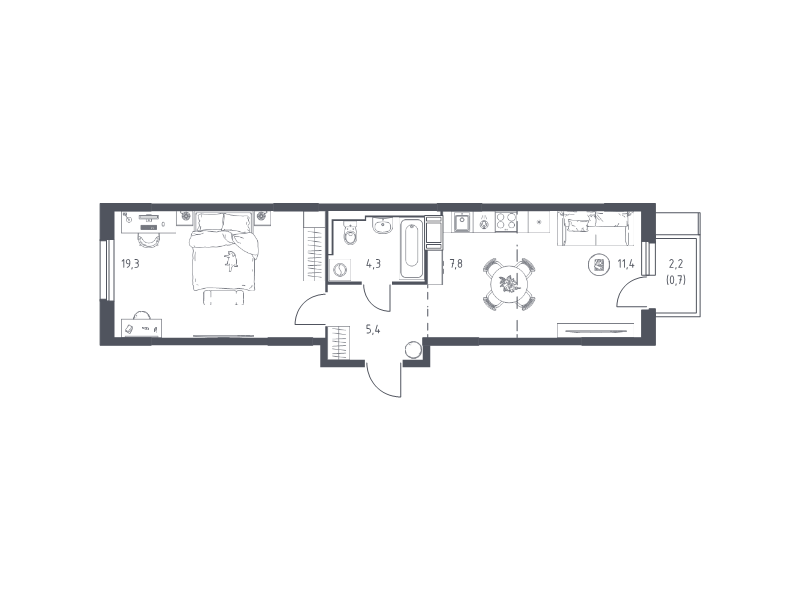 2 ккв (Евро) 48,3 м²