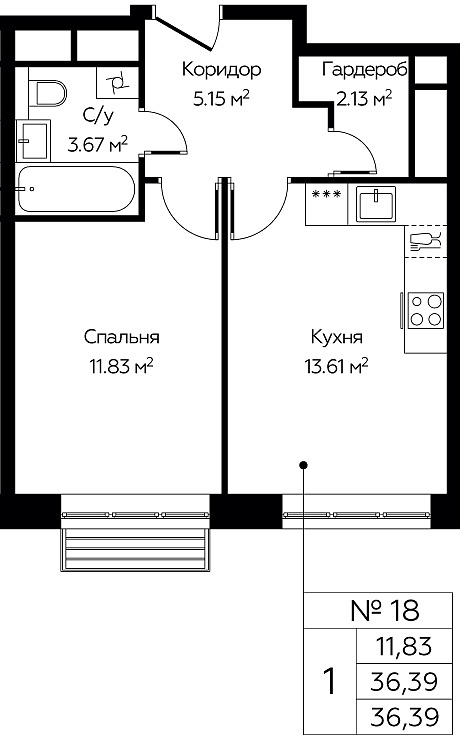 1 ккв 35,6 м²