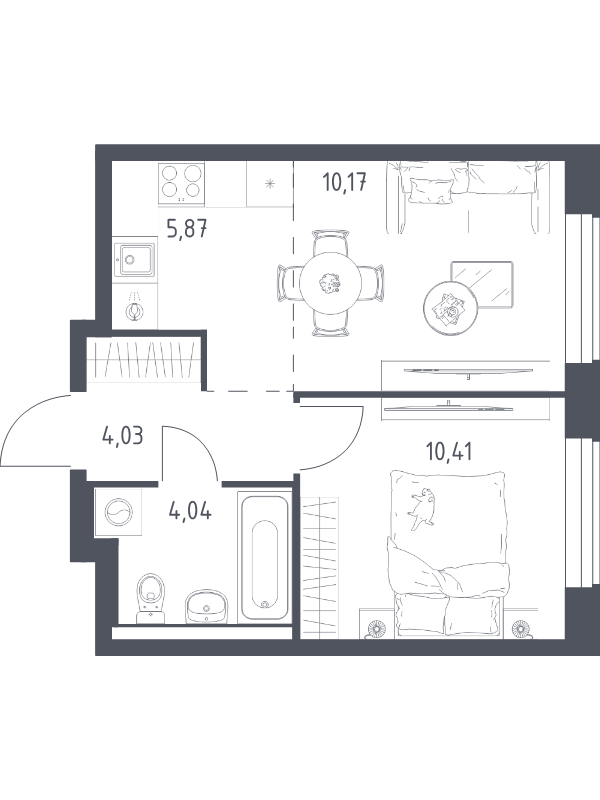 2 ккв (Евро) 34,5 м²