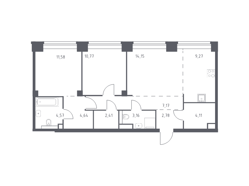 3 ккв (Евро) 74,6 м²