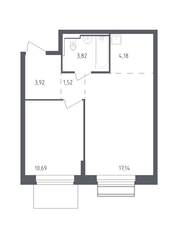 2 ккв (Евро) 41,3 м²