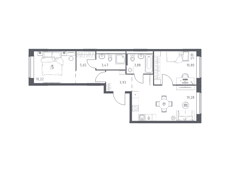 3 ккв (Евро) 57,2 м²