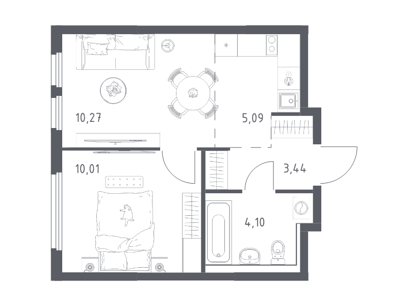 2 ккв (Евро) 32,9 м²