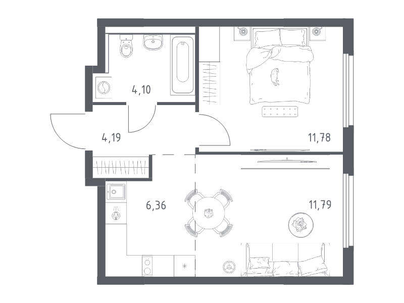 2 ккв (Евро) 38,2 м²