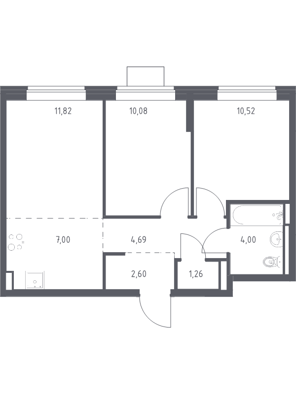 3 ккв (Евро) 52 м²