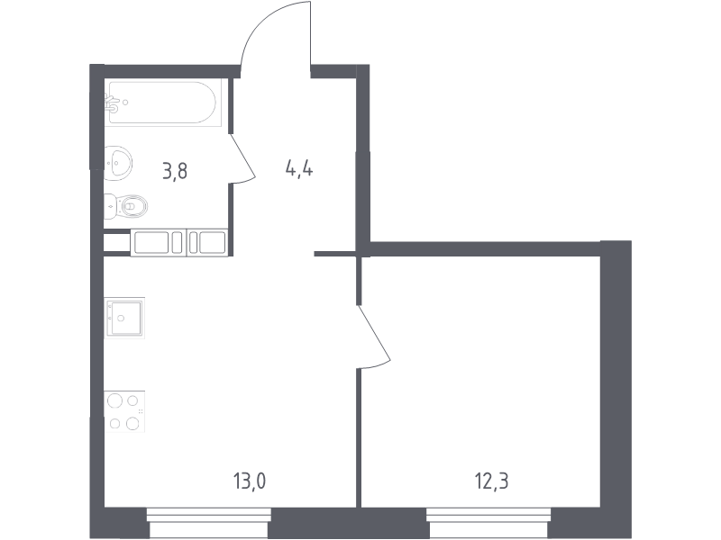 1 ккв 33,5 м²