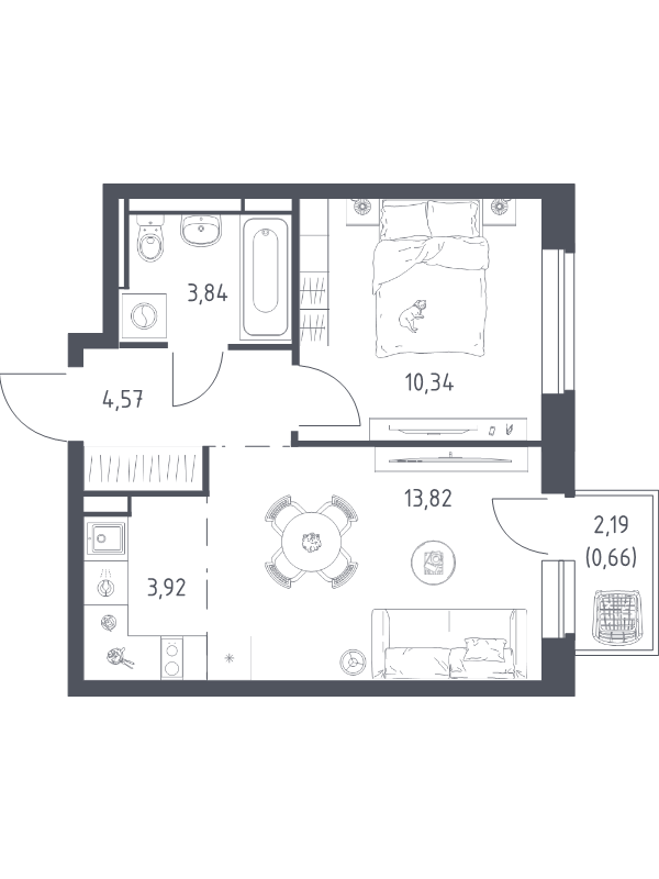 2 ккв (Евро) 37,2 м²