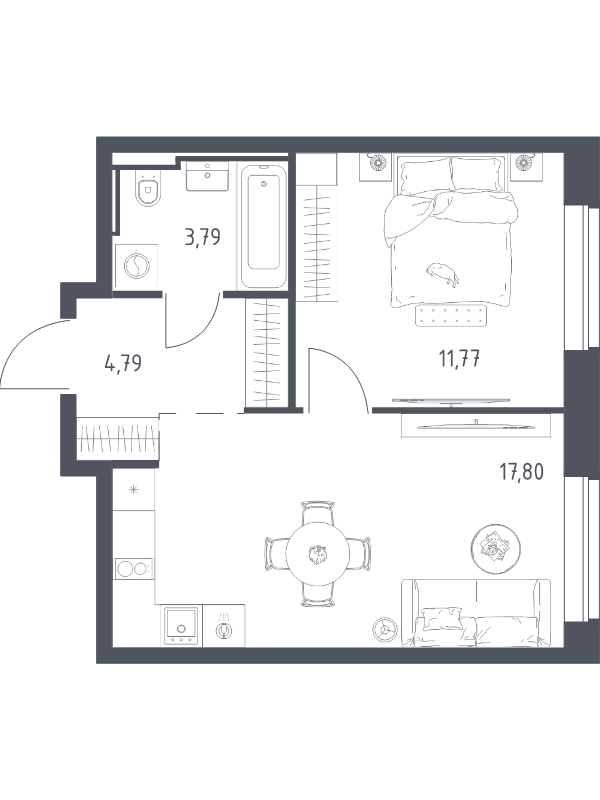 2 ккв (Евро) 38,2 м²