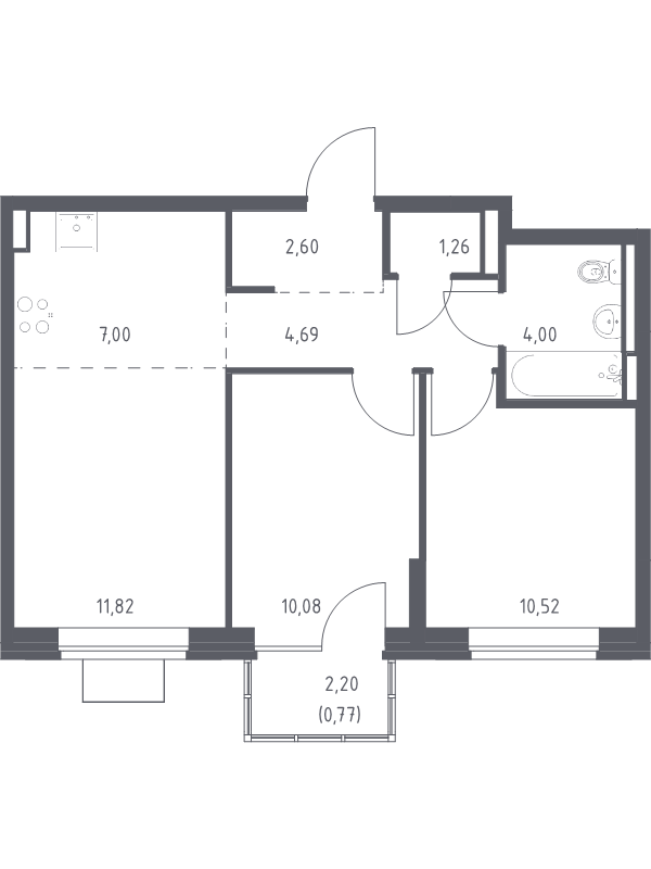 3 ккв (Евро) 52,7 м²