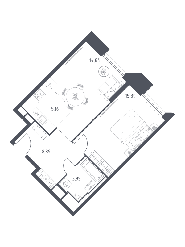 2 ккв (Евро) 48,2 м²