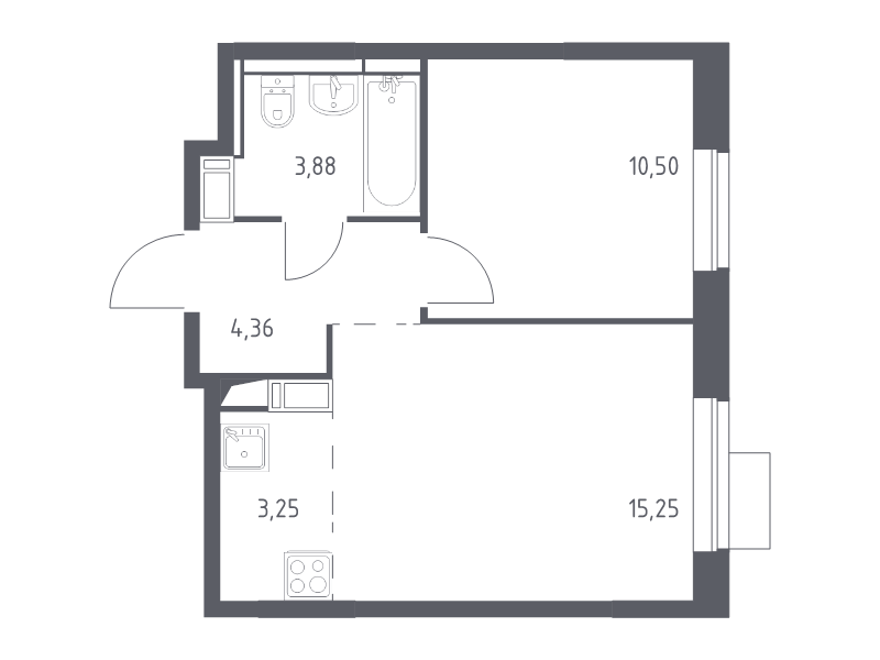 2 ккв (Евро) 37,2 м²