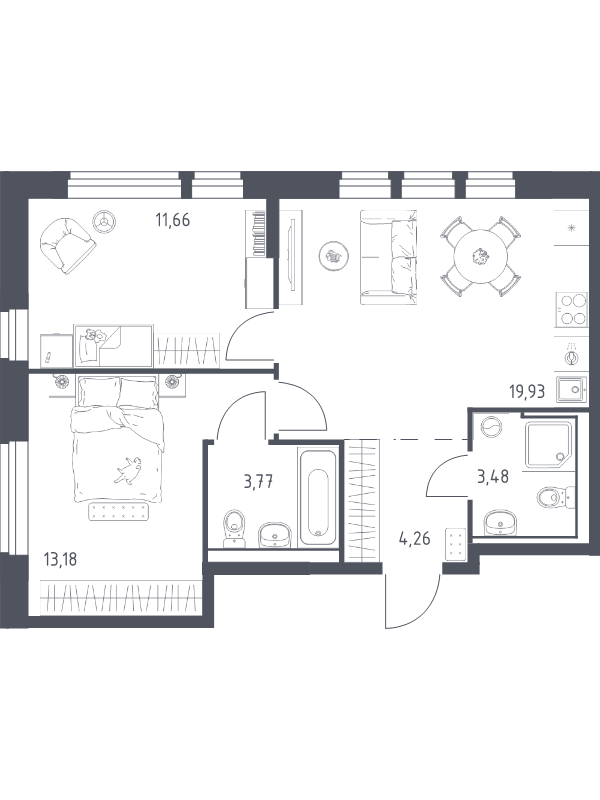 3 ккв (Евро) 56,3 м²