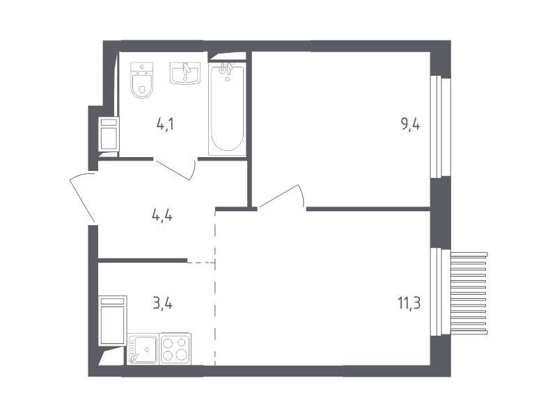 1 ккв 32,1 м²