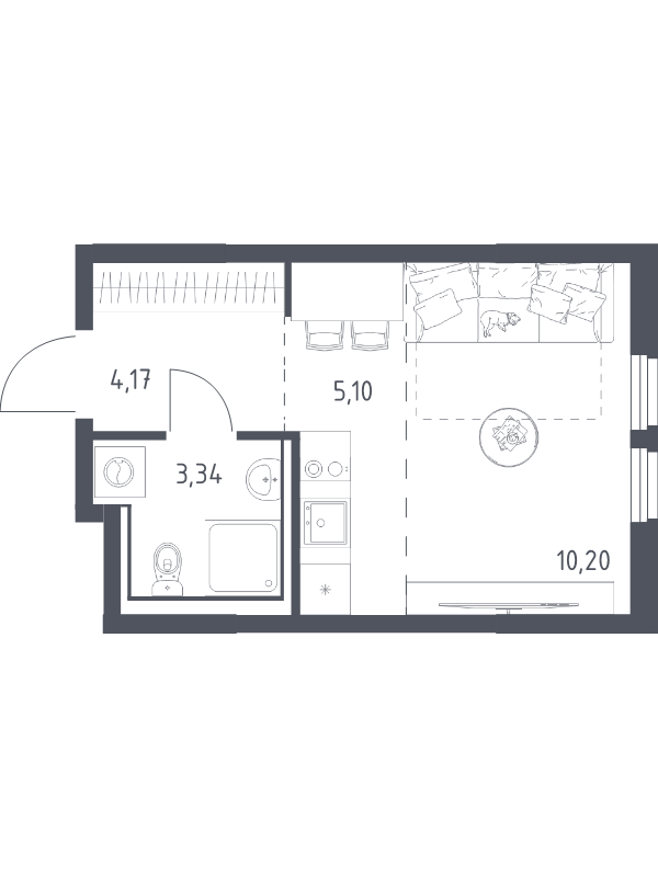 Студия 22,8 м²