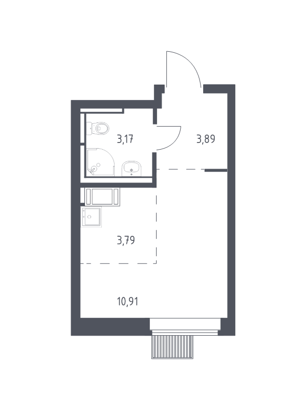 Студия 21,8 м²