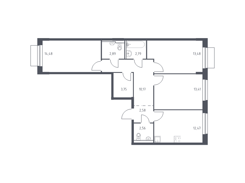 3 ккв 78,6 м²