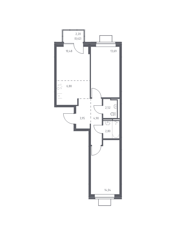 3 ккв (Евро) 59,9 м²