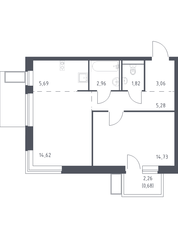 2 ккв (Евро) 48,8 м²