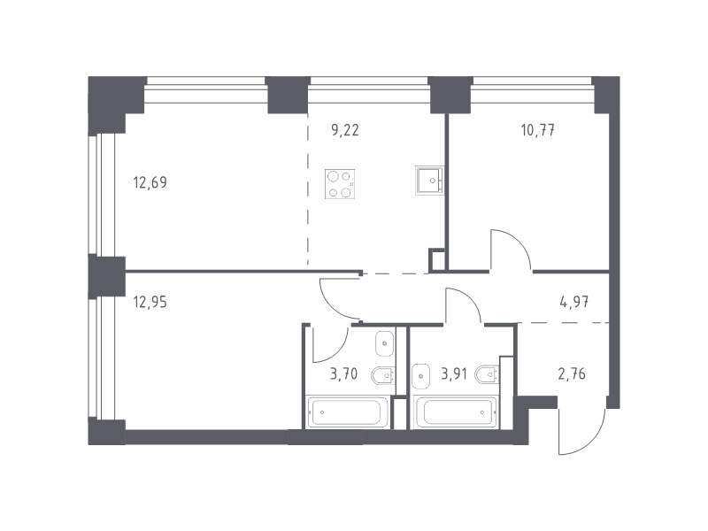 3 ккв (Евро) 61 м²