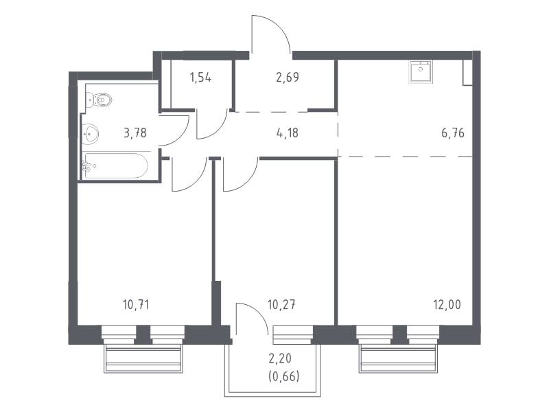 3 ккв (Евро) 52,6 м²