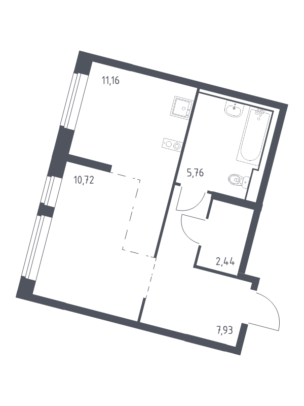 Студия 38 м²