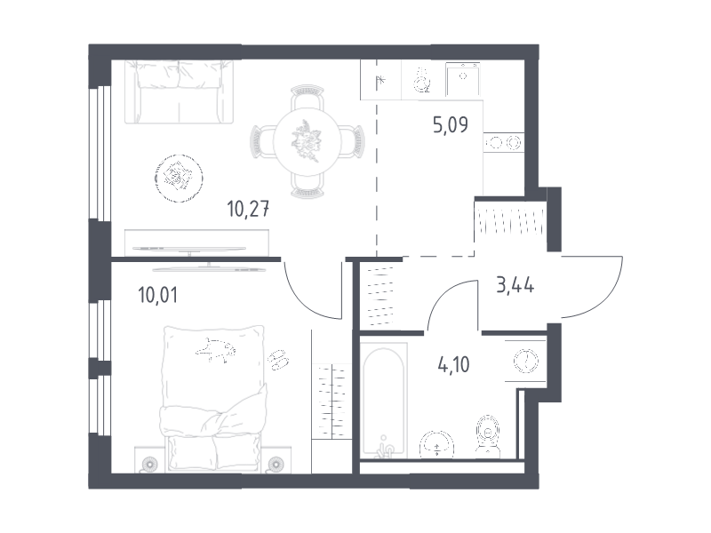2 ккв (Евро) 32,9 м²