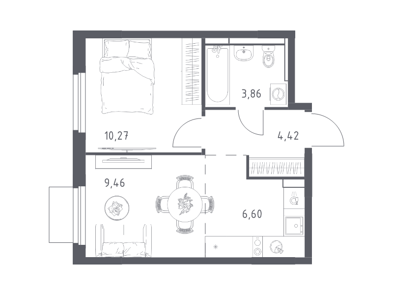 2 ккв (Евро) 34,6 м²