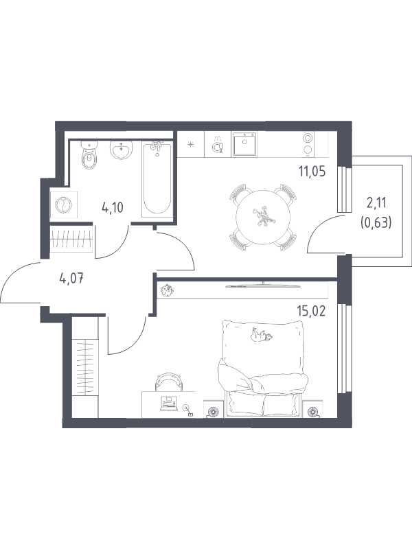 1 ккв 34,9 м²