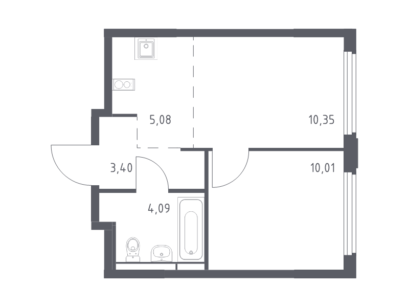 2 ккв (Евро) 32,9 м²