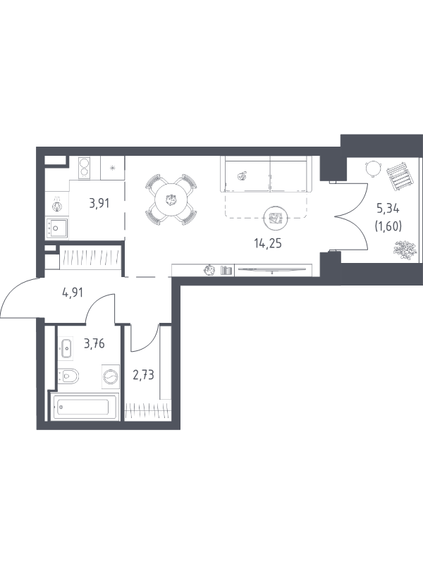 Студия 31,2 м²