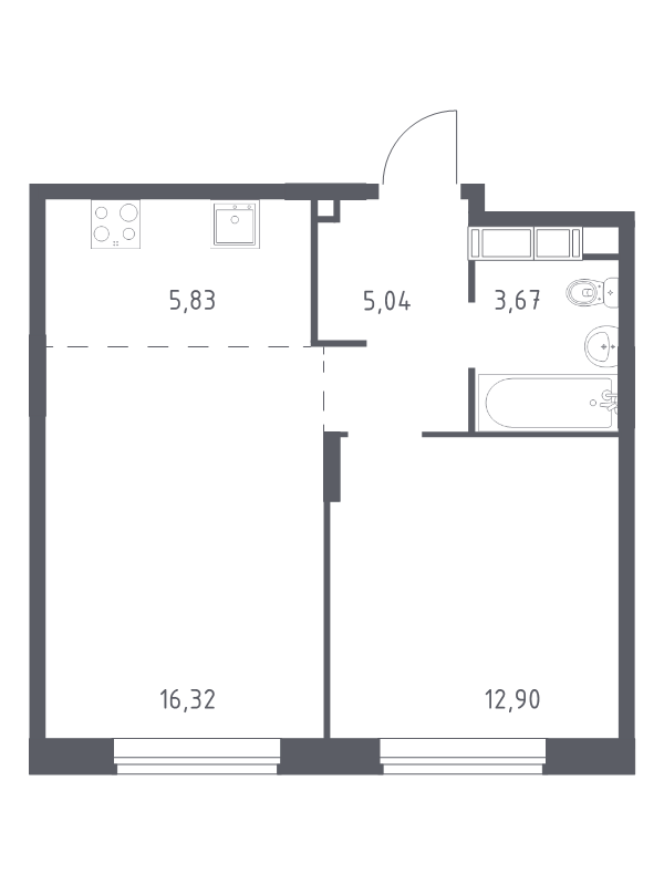 2 ккв (Евро) 44,1 м²