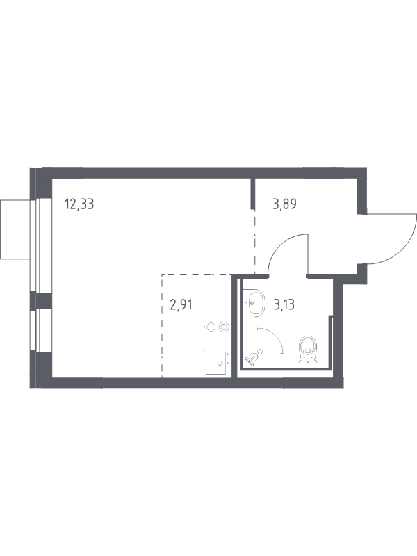 Студия 22,3 м²