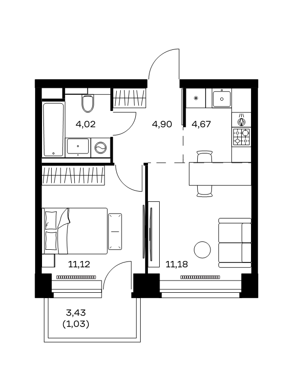 2 ккв (Евро) 36,9 м²