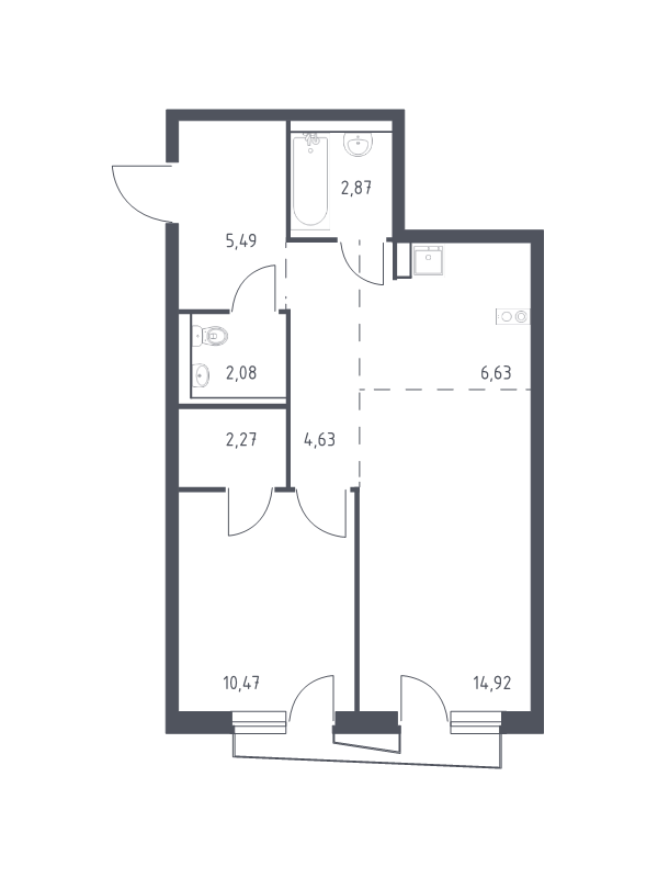 2 ккв (Евро) 49 м²