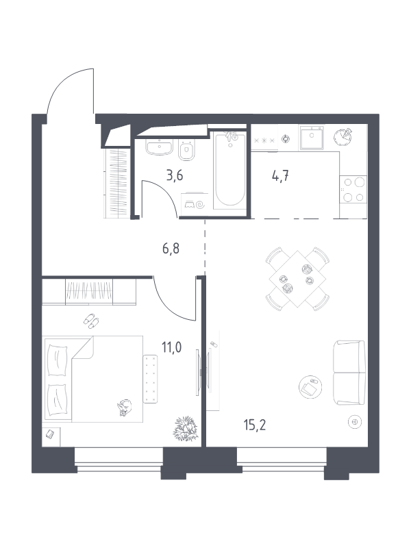 2 ккв (Евро) 41,3 м²