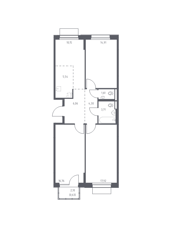 4 ккв (Евро) 81,6 м²