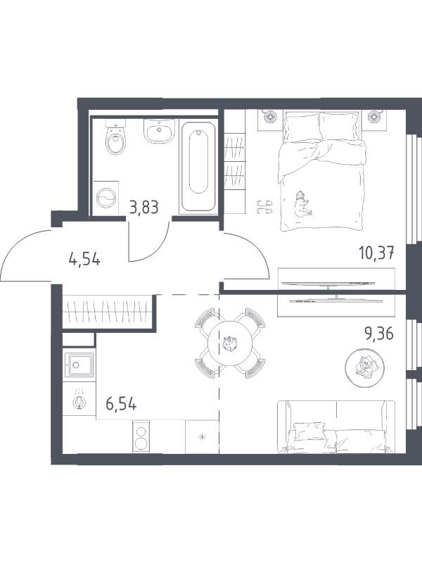 2 ккв (Евро) 34,6 м²
