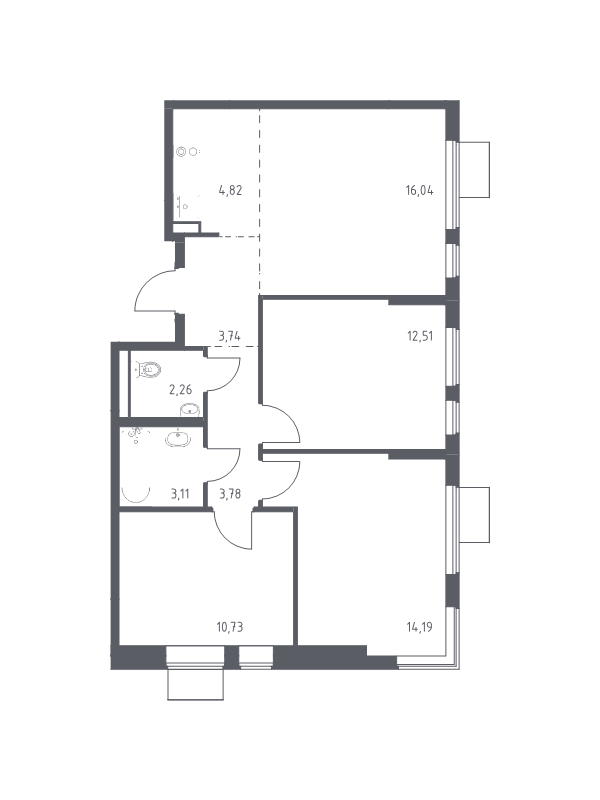 4 ккв (Евро) 71,2 м²