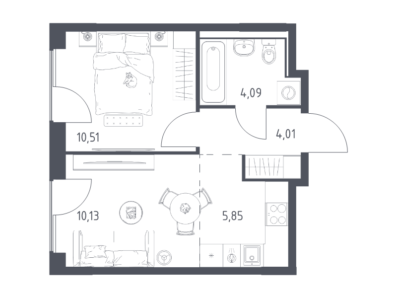 2 ккв (Евро) 34,6 м²